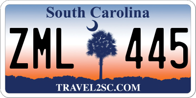 SC license plate ZML445