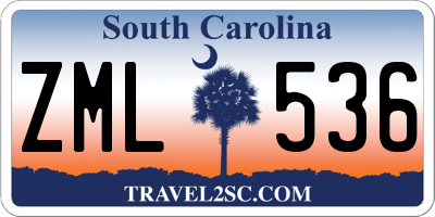 SC license plate ZML536