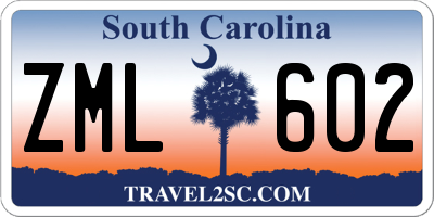 SC license plate ZML602