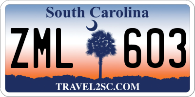 SC license plate ZML603