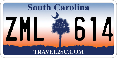 SC license plate ZML614