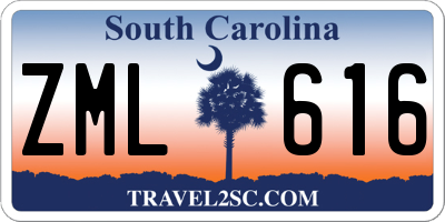SC license plate ZML616