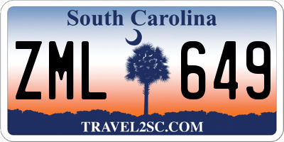 SC license plate ZML649