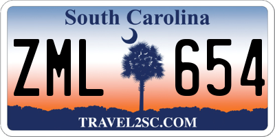 SC license plate ZML654