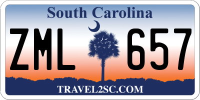 SC license plate ZML657