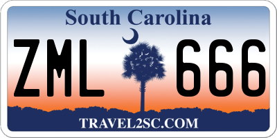 SC license plate ZML666