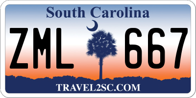 SC license plate ZML667