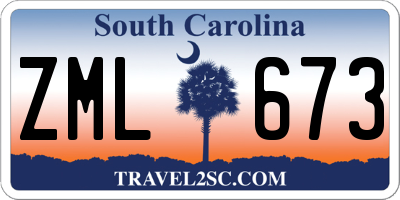 SC license plate ZML673