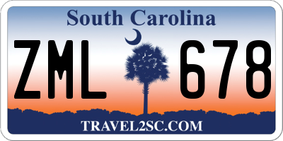 SC license plate ZML678