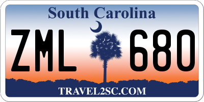 SC license plate ZML680