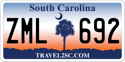 SC license plate ZML692
