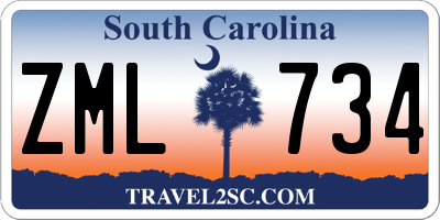 SC license plate ZML734