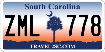 SC license plate ZML778