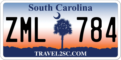 SC license plate ZML784