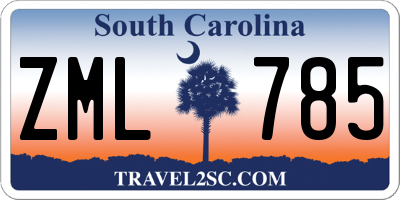 SC license plate ZML785