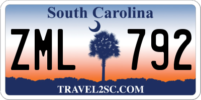 SC license plate ZML792