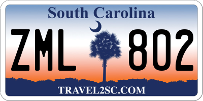 SC license plate ZML802