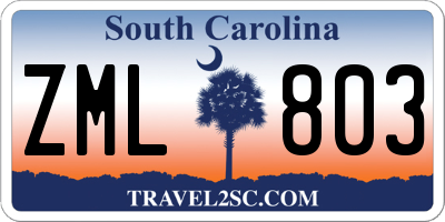 SC license plate ZML803