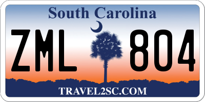 SC license plate ZML804