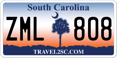 SC license plate ZML808
