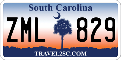 SC license plate ZML829