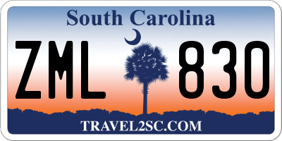SC license plate ZML830