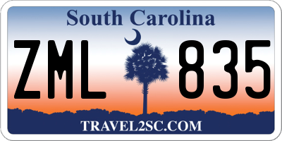 SC license plate ZML835