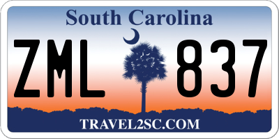 SC license plate ZML837