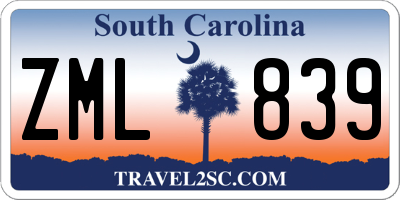 SC license plate ZML839