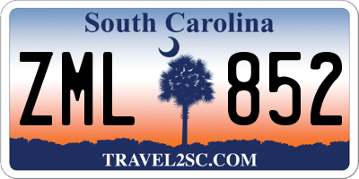 SC license plate ZML852