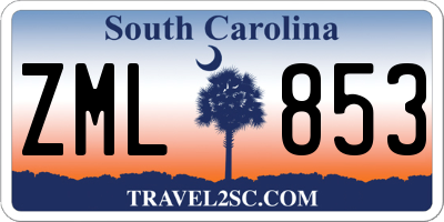 SC license plate ZML853