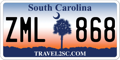 SC license plate ZML868
