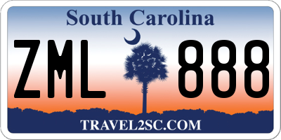 SC license plate ZML888