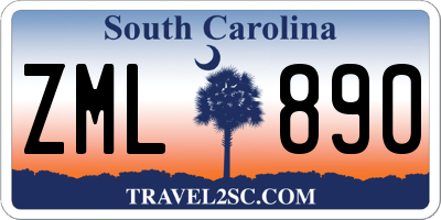 SC license plate ZML890