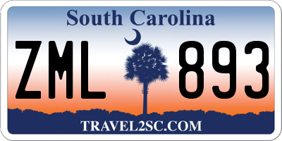 SC license plate ZML893