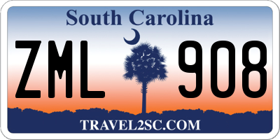 SC license plate ZML908