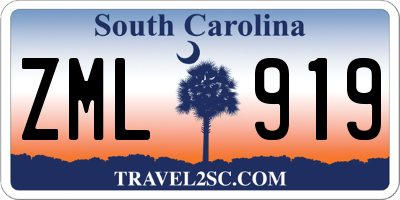 SC license plate ZML919