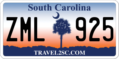 SC license plate ZML925