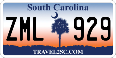 SC license plate ZML929