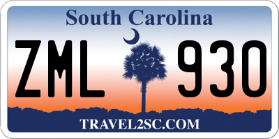 SC license plate ZML930