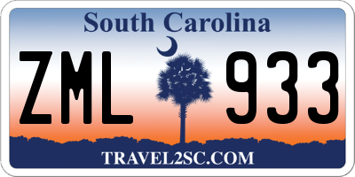 SC license plate ZML933