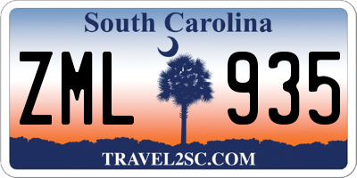 SC license plate ZML935