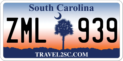 SC license plate ZML939