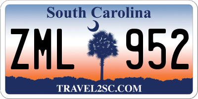 SC license plate ZML952