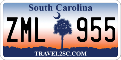 SC license plate ZML955