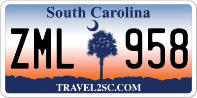 SC license plate ZML958