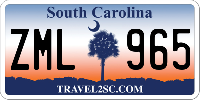 SC license plate ZML965