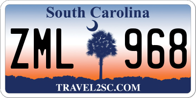SC license plate ZML968