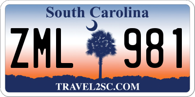 SC license plate ZML981