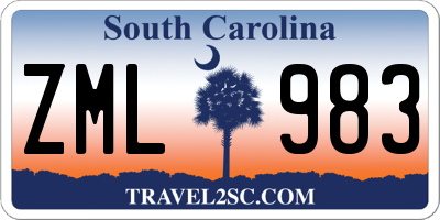 SC license plate ZML983